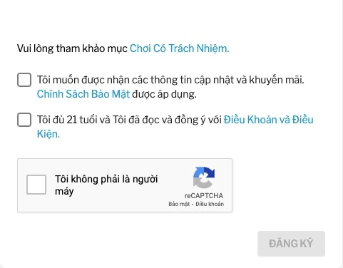 Nhập cam kết khi đăng ký